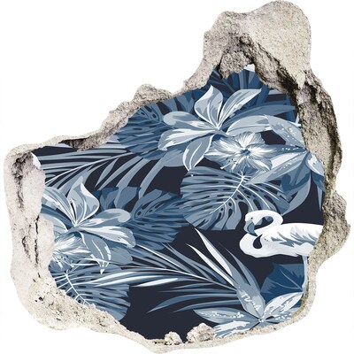 Pegatina pared rota trampantojo decorativo Paraíso tropical con flamencos