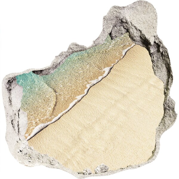 Pegatina pared rota trampantojo decorativo Playa caribeña a través de un agujero en la pared