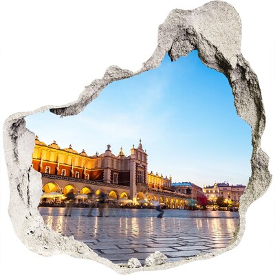 Vinilo decorativo boquete pared irregular Cracovia al atardecer