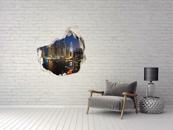 Vinilo adhesivo efecto agujero 3d para casa Vista de la ciudad moderna de noche