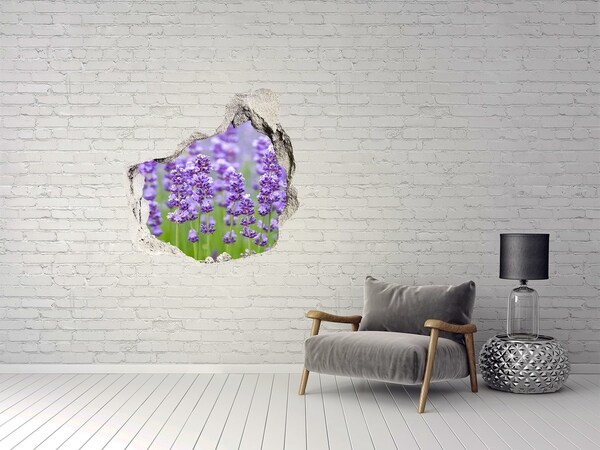 Pegatina efecto 3d pared rota decorativa Campo de lavanda bajo el sol