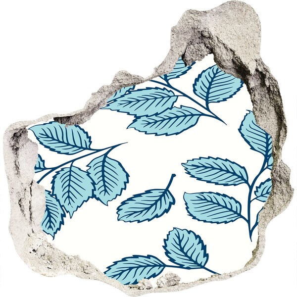 Pegatina pared rota trampantojo decorativo Hojas verdes en el fondo de la pared.