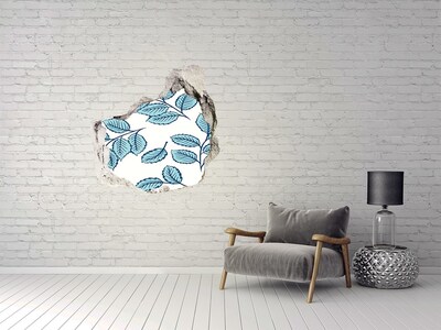 Naklejka 3D dziura na ścianę samoprzylepna Zielone liście na tle ściany