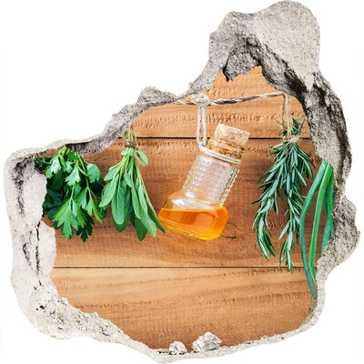 Naklejka 3D dziura samoprzylepna Ziołowy olejek w rustykalnym otoczeniu