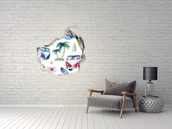 Vinilo decorativo boquete pared irregular Vacaciones retro en el Caribe