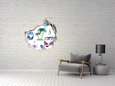 Vinilo decorativo boquete pared irregular Vacaciones retro en el Caribe