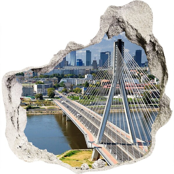 Pegatina efecto 3d pared rota decorativa Puente en Varsovia