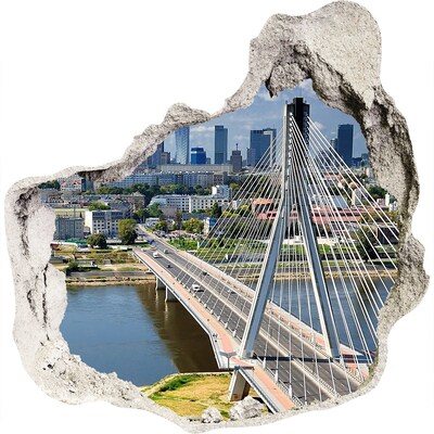 Pegatina efecto 3d pared rota decorativa Puente en Varsovia