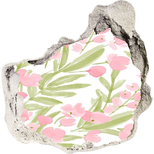 Vinilo adhesivo efecto agujero 3d para casa Motivo floral de agujero en la pared