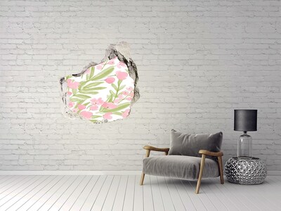 Vinilo adhesivo efecto agujero 3d para casa Motivo floral de agujero en la pared