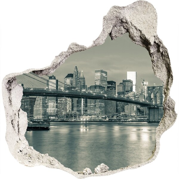 Vinilo decorativo boquete pared irregular Vista de Nueva York