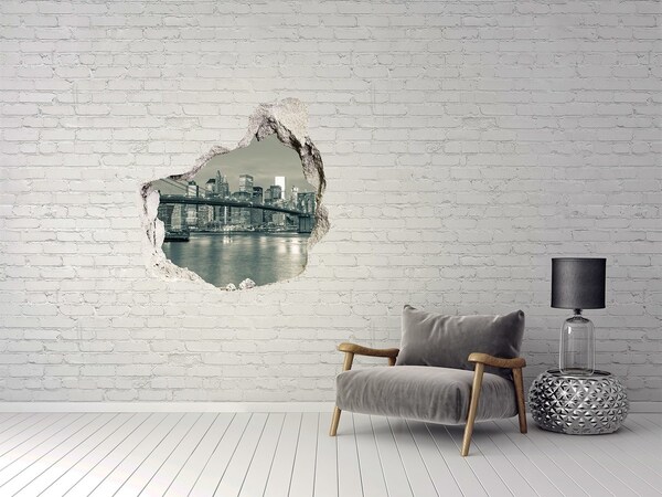 Vinilo decorativo boquete pared irregular Vista de Nueva York