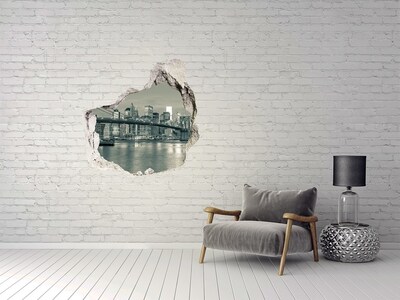 Vinilo decorativo boquete pared irregular Vista de Nueva York