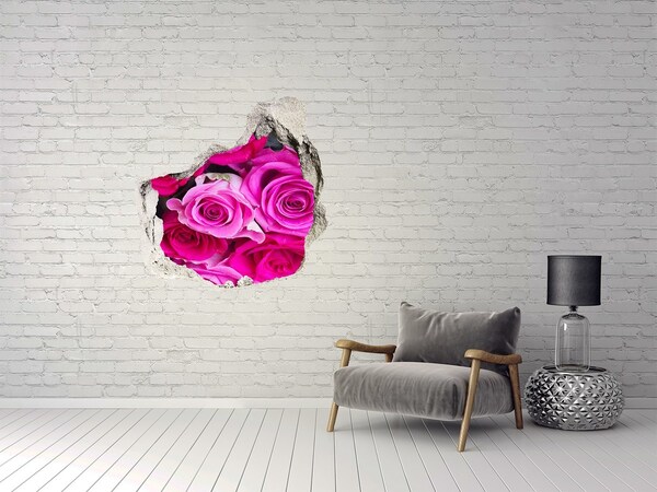 Vinilo adhesivo efecto agujero 3d para casa Rosas en un agujero en la pared