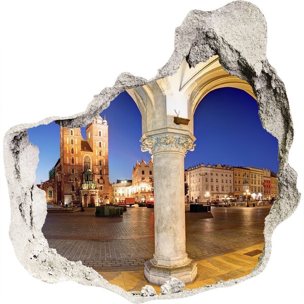 Pegatina pared rota trampantojo decorativo La plaza del mercado principal de Cracovia de noche