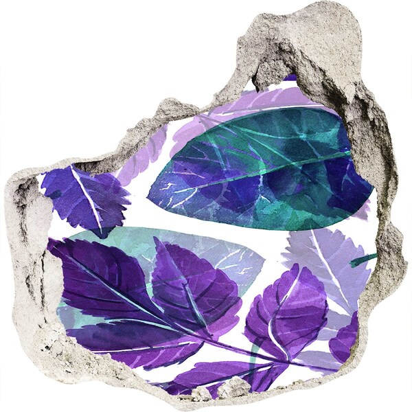 Vinilo adhesivo efecto agujero 3d para casa Hojas verdes en un agujero en la pared.