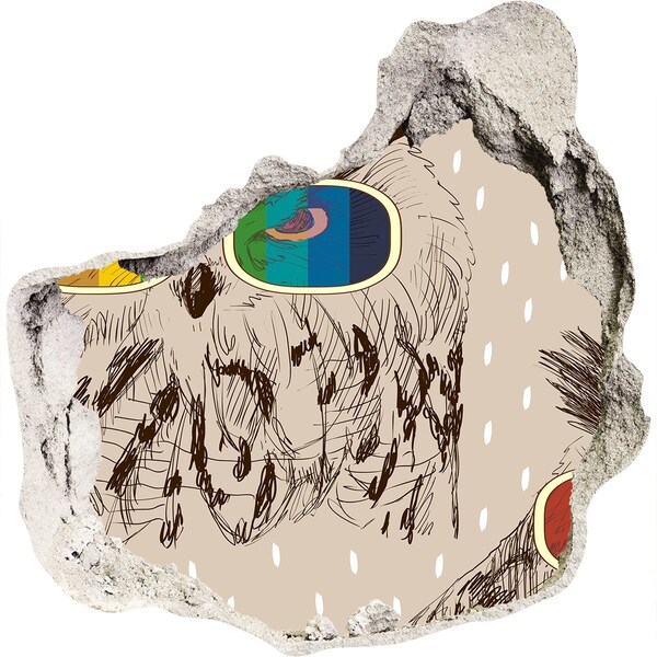 Pegatina pared rota trampantojo decorativo Ojo de búho en un agujero en la pared