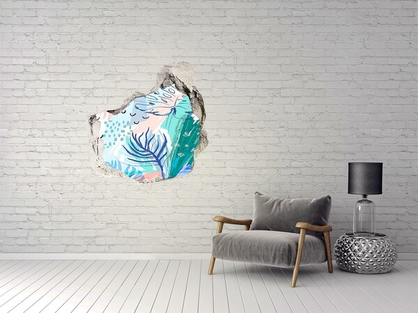 Pegatina efecto 3d pared rota decorativa Paraíso tropical detrás del muro