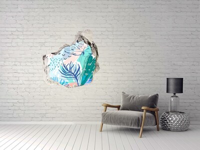 Pegatina efecto 3d pared rota decorativa Paraíso tropical detrás del muro