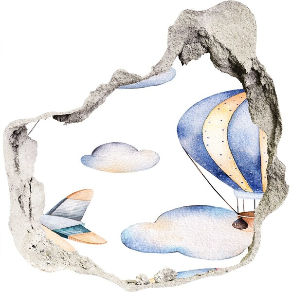 Pegatina pared rota trampantojo decorativo Vuelo en globo sobre las nubes