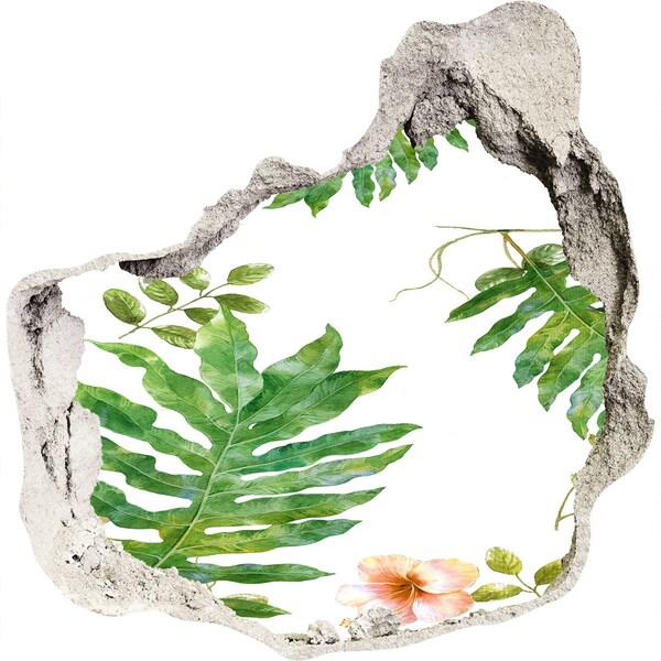Pegatina efecto 3d pared rota decorativa Paraíso tropical detrás del muro