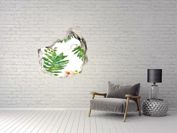 Pegatina efecto 3d pared rota decorativa Paraíso tropical detrás del muro