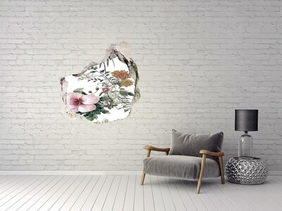 Vinilo adhesivo efecto agujero 3d para casa Jardín de flores a través de un agujero en la pared.