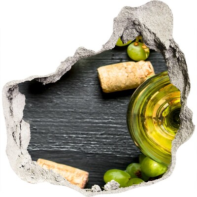 Vinilo decorativo boquete pared irregular Vino y uvas