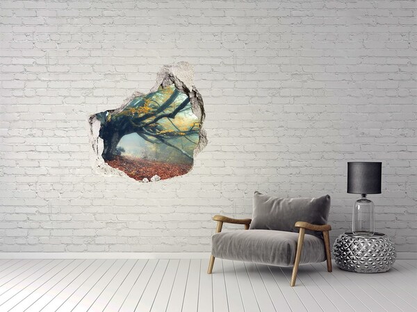 Pegatina pared rota trampantojo decorativo El bosque encantado en su manto otoñal