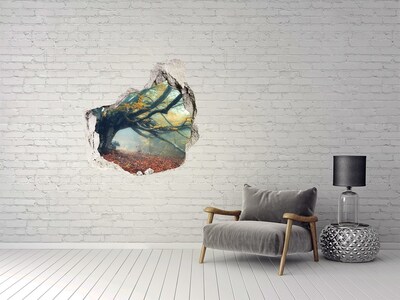 Pegatina pared rota trampantojo decorativo El bosque encantado en su manto otoñal