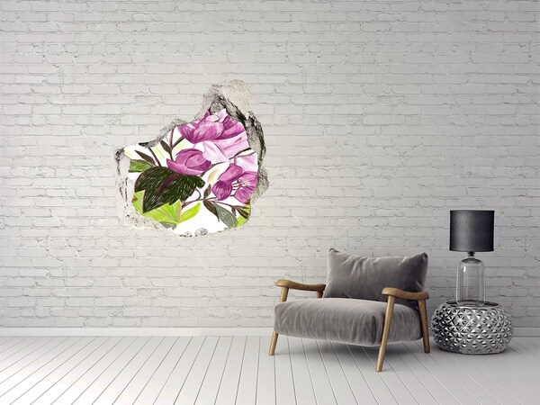 Vinilo decorativo boquete pared irregular Jardín de flores detrás del muro