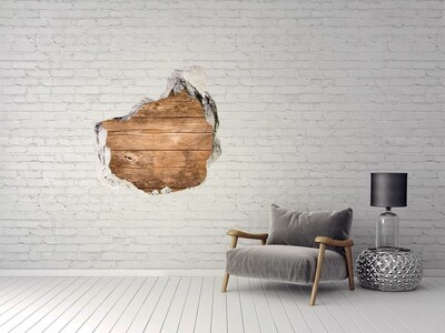 Pegatina pared rota trampantojo decorativo Una pared dañada con tablones de madera.