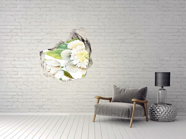 Vinilo decorativo boquete pared irregular Flores en una pared en ruinas