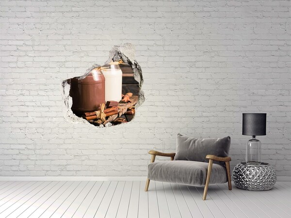 Vinilo decorativo boquete pared irregular Delicias de chocolate en un entorno natural