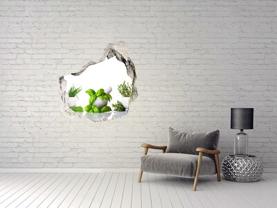 Vinilo decorativo boquete pared irregular Jardín verde con hierbas