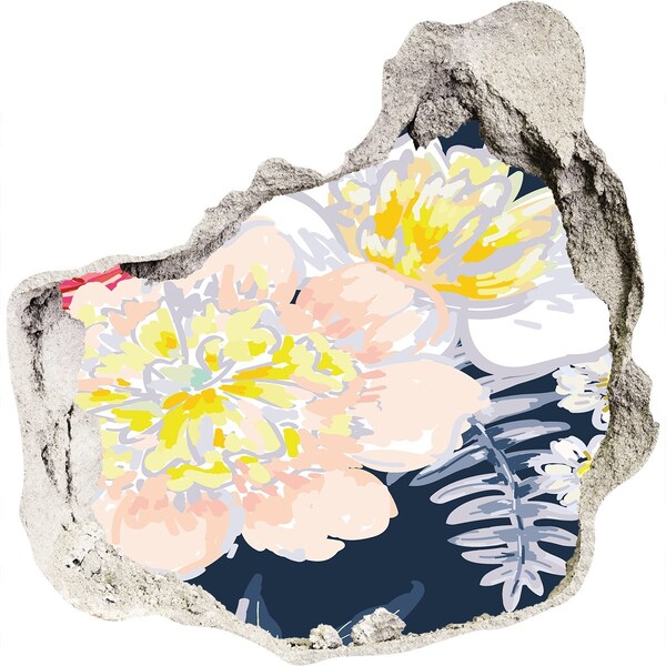 Pegatina efecto 3d pared rota decorativa Jardín de flores detrás del muro