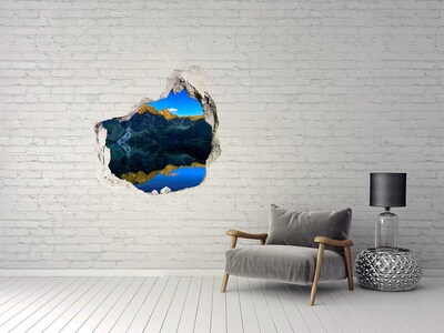 Vinilo decorativo boquete pared irregular Paisaje de montaña con un lago