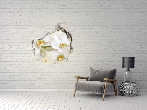 Pegatina efecto 3d pared rota decorativa Orquídeas en hormigón