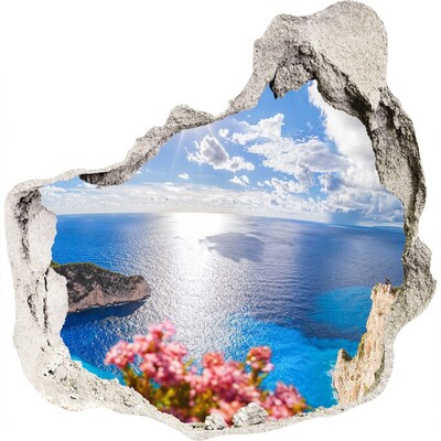 Vinilo adhesivo efecto agujero 3d para casa Vista desde el acantilado sobre el mar