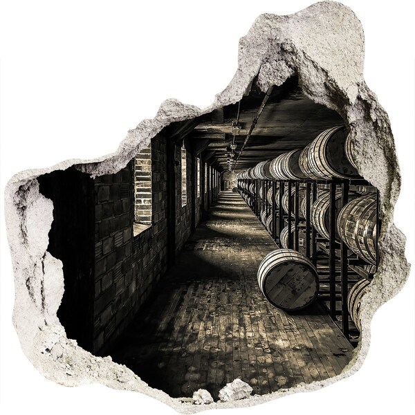 Fototapeta dziura na ścianę 3d Wnętrze piwnicy z beczkami