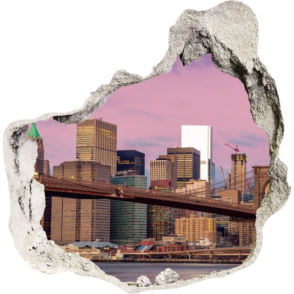 Pegatina pared rota trampantojo decorativo Vista del puente de Brooklyn en Nueva York