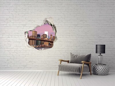 Pegatina pared rota trampantojo decorativo Vista del puente de Brooklyn en Nueva York