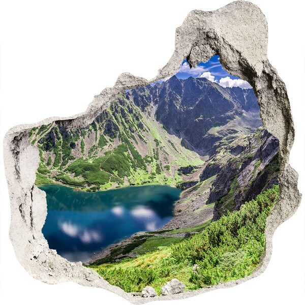 Vinilo adhesivo efecto agujero 3d para casa Valle de montaña con un lago