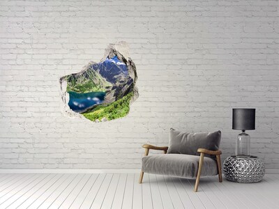 Vinilo adhesivo efecto agujero 3d para casa Valle de montaña con un lago