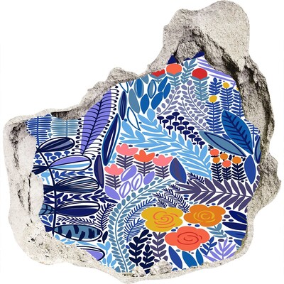 Pegatina pared rota trampantojo decorativo Jardín tropical en un agujero en la pared