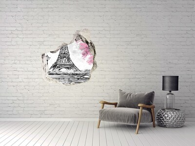 Vinilo adhesivo efecto agujero 3d para casa La Torre Eiffel en París