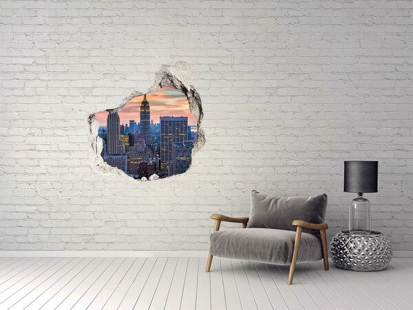 Vinilo adhesivo efecto agujero 3d para casa Vista de Nueva York