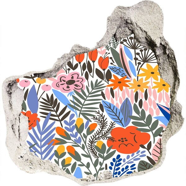 Pegatina pared rota trampantojo decorativo Mural de flores a través de un agujero en la pared