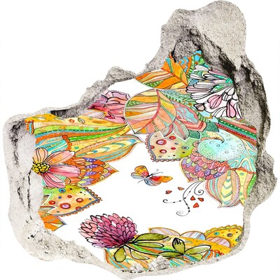 Pegatina pared rota trampantojo decorativo Un paraíso de flores detrás de los muros.