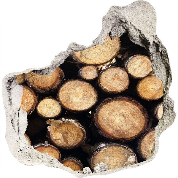 Pegatina efecto 3d pared rota decorativa Madera en un agujero en la pared